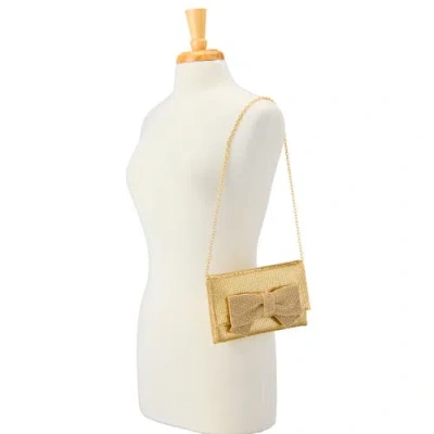 Whiting & Davis Gemma Crystal Bow Clutch In Gold