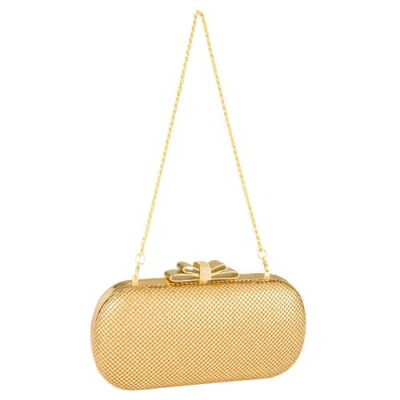 Whiting & Davis Marilyn Bow Minaudiere In Gold