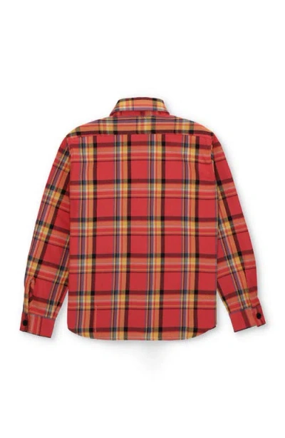 Fortela Kenny Cotton Check Overshirt In Red