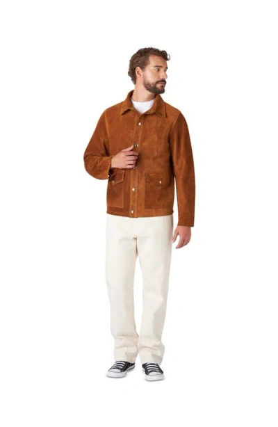 Fortela Welder Suede Leather Jacket In Brown