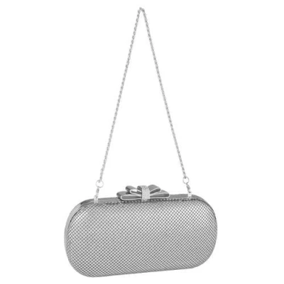 Whiting & Davis Marilyn Bow Minaudiere In Silver