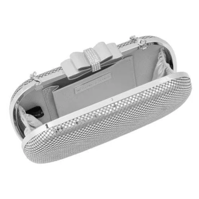 Whiting & Davis Marilyn Bow Minaudiere In Silver