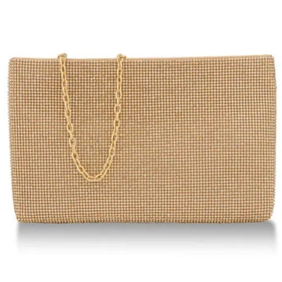 Whiting & Davis Lainey Crystal Clutch In Gold