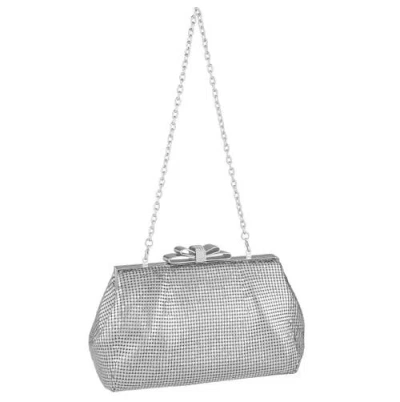 Whiting & Davis Blake Bow Clutch In Silver