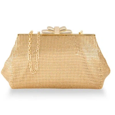 Whiting & Davis Blake Bow Clutch In Gold