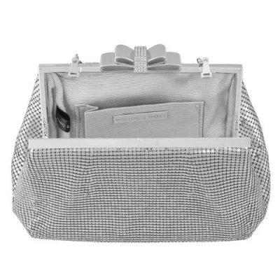 Whiting & Davis Blake Bow Clutch In Silver