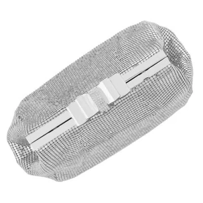Whiting & Davis Blake Bow Clutch In Silver