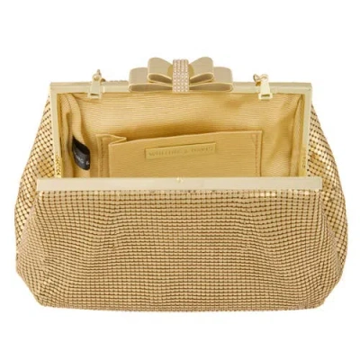 Whiting & Davis Blake Bow Clutch In Gold