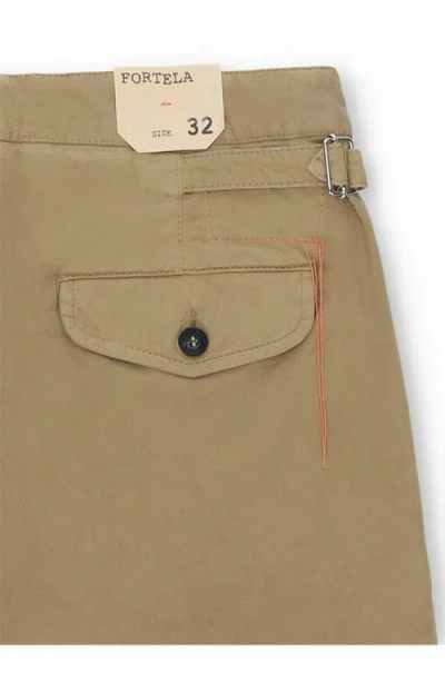 Fortela Oklahoma Cotton Pleated Trousers In Brown