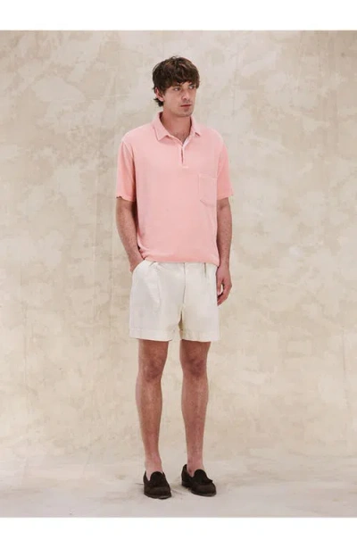 Fortela Missourim Terry Cloth Short Sleeve Polo In Pink