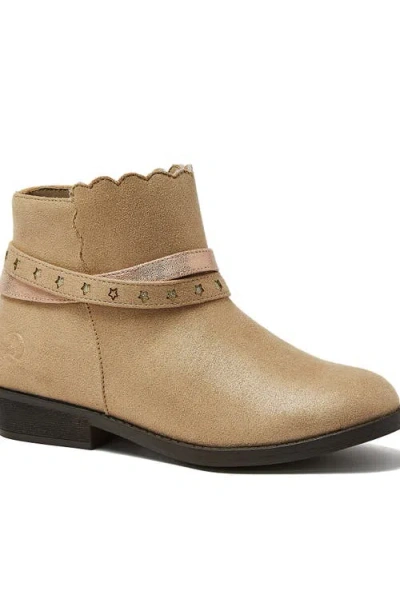 Lands' End Girls Shimmer Zip Up Western Booties In Brown