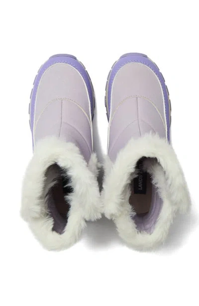 Lands' End Kids Expedition Faux Fur Waterproof Puffer Snow Boots In Purple