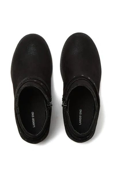 Lands' End Girls Shimmer Zip Up Western Booties In Black