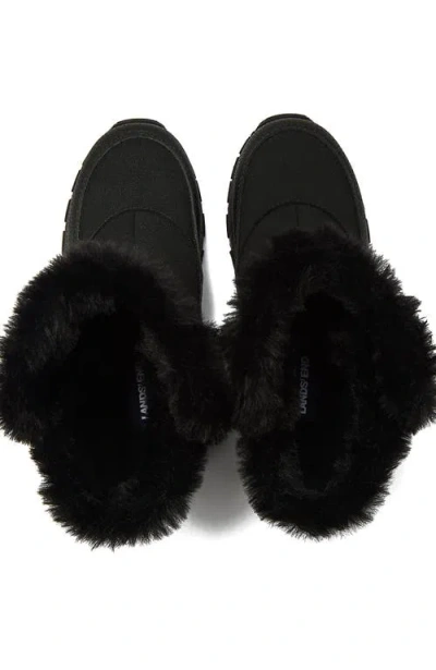 Lands' End Kids Expedition Faux Fur Waterproof Puffer Snow Boots In Black
