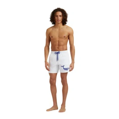 Vilebrequin Men Swim Shorts Embroidered Whale In White