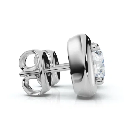 Bliss Diamond 3ct Cori Diamond Cushion Button Studs 14k Gold Earrings Lab Grown Fg/vs In Silver