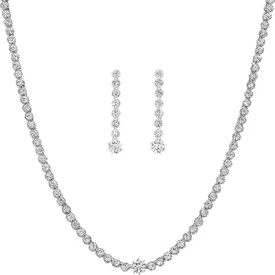 Bearfruit Jewelry Celeste Tennis Necklace & Earring Set Holiday Gift Idea In Metallic