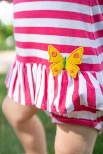 Florence Eiseman Stripe Knit Romper With Flower In Pink