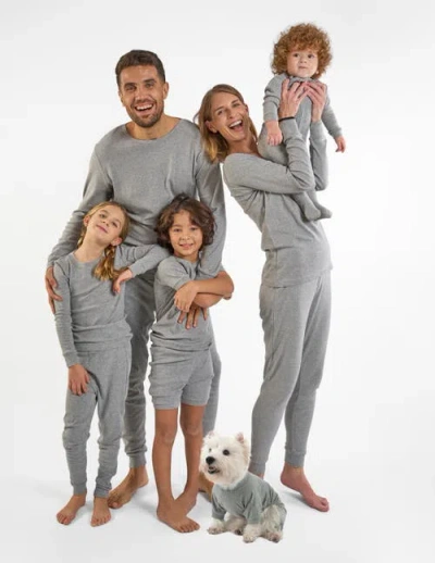 Leveret Cotton Solid Matching Family Pajamas In Gray