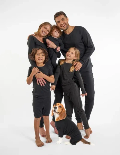 Leveret Cotton Solid Matching Family Pajamas In Black
