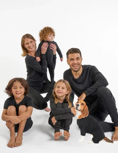 Leveret Cotton Solid Matching Family Pajamas In Black