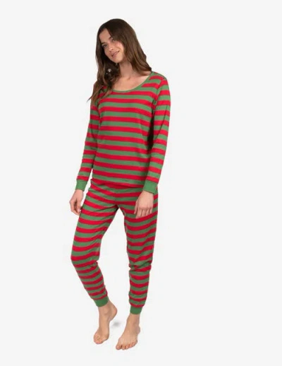 Leveret Cotton Striped Matching Family Holiday Pajamas In Red