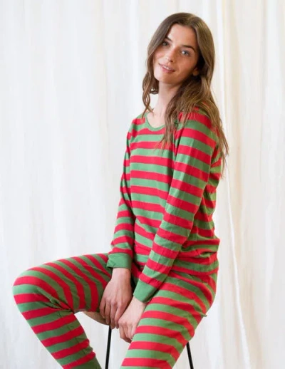 Leveret Cotton Striped Matching Family Holiday Pajamas In Red