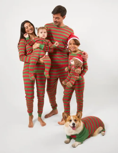 Leveret Cotton Striped Matching Family Holiday Pajamas In Red