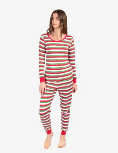 Leveret Cotton Striped Matching Family Holiday Pajamas In Red