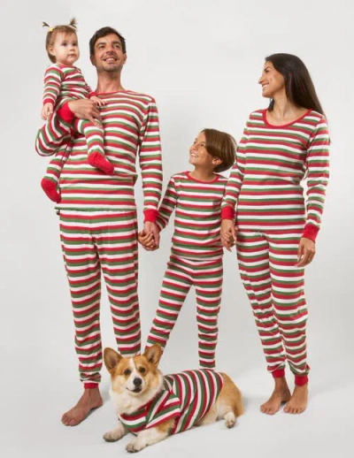 Leveret Cotton Striped Matching Family Holiday Pajamas In Red