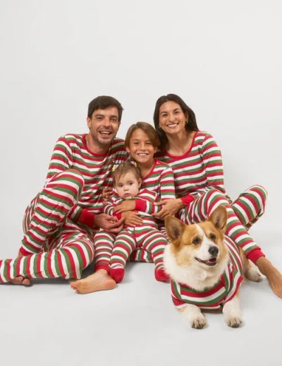 Leveret Cotton Striped Matching Family Holiday Pajamas In Red