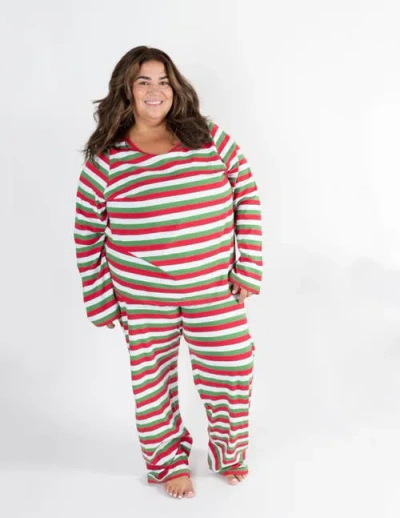 Leveret Cotton Striped Matching Family Holiday Pajamas In Red