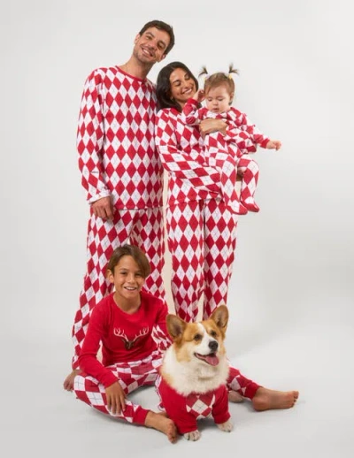 Leveret Loose Fit Cotton Matching Family Holiday Pajamas, Classic & Geometric Patterns In Red