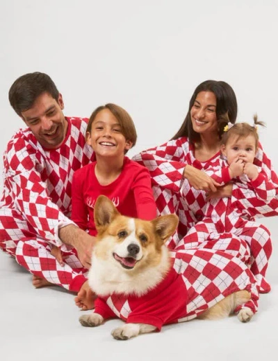 Leveret Loose Fit Cotton Matching Family Holiday Pajamas, Classic & Geometric Patterns In Red