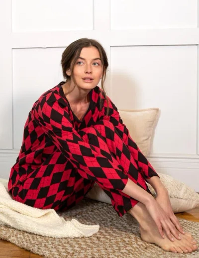 Leveret Loose Fit Cotton Matching Family Holiday Pajamas, Classic & Geometric Patterns In Red