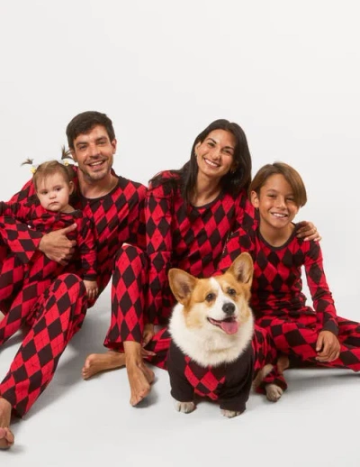 Leveret Loose Fit Cotton Matching Family Holiday Pajamas, Classic & Geometric Patterns In Red