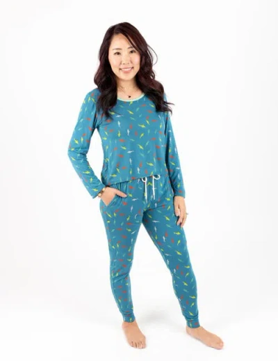Leveret Viscose Matching Family Holiday Pajamas, Reindeer & Polar Bear Prints In Blue