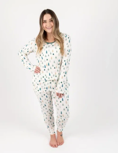 Leveret Viscose Matching Family Holiday Pajamas, Reindeer & Polar Bear Prints In White