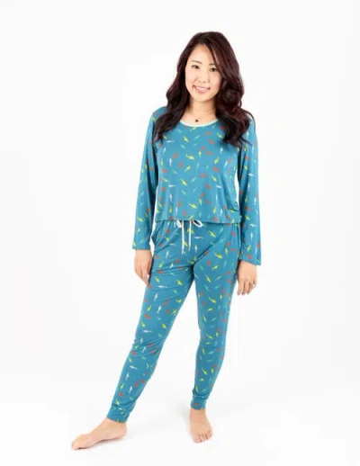 Leveret Viscose Matching Family Holiday Pajamas, Reindeer & Polar Bear Prints In Blue
