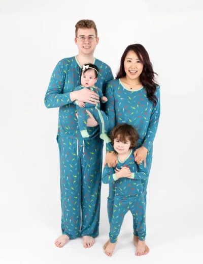 Leveret Viscose Matching Family Holiday Pajamas, Reindeer & Polar Bear Prints In Blue