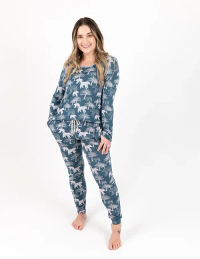 Leveret Viscose Matching Family Holiday Pajamas, Reindeer & Polar Bear Prints In Gray