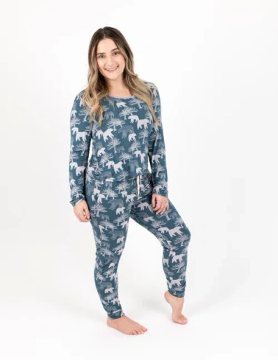 Leveret Viscose Matching Family Holiday Pajamas, Reindeer & Polar Bear Prints In Gray