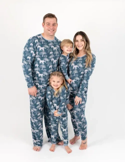 Leveret Viscose Matching Family Holiday Pajamas, Reindeer & Polar Bear Prints In Gray