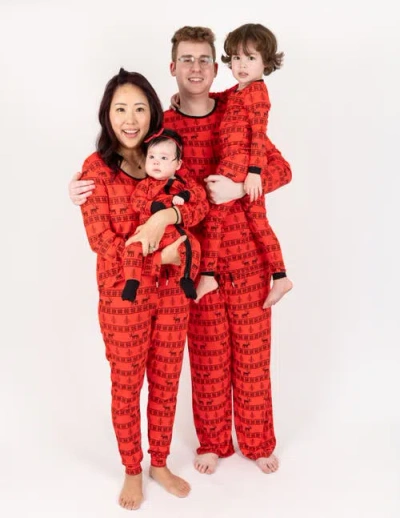 Leveret Viscose Matching Family Holiday Pajamas, Reindeer & Polar Bear Prints In Red
