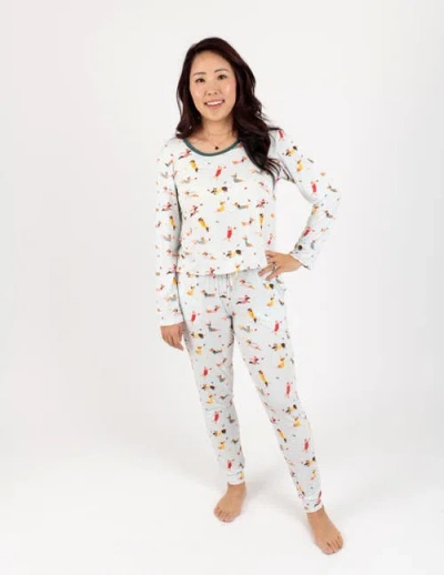 Leveret Viscose Matching Family Holiday Pajamas, Reindeer & Polar Bear Prints In White