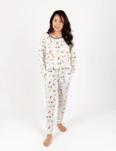 Leveret Viscose Matching Family Holiday Pajamas, Reindeer & Polar Bear Prints In White