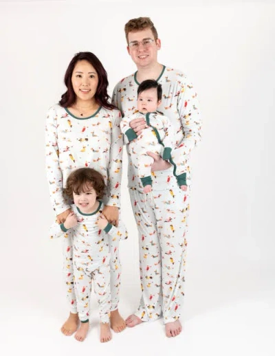 Leveret Viscose Matching Family Holiday Pajamas, Reindeer & Polar Bear Prints In White