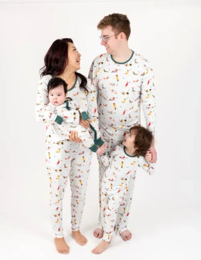 Leveret Viscose Matching Family Holiday Pajamas, Reindeer & Polar Bear Prints In White