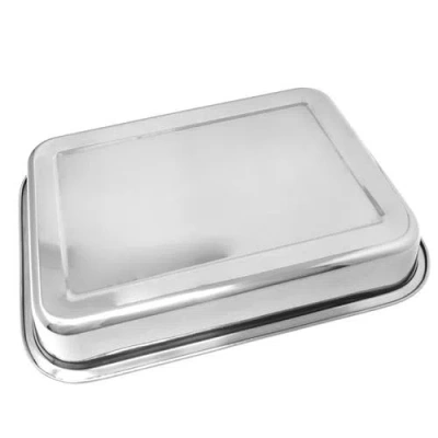 Norpro Stainless Steel 16 Inch Roast & Lasagna Pan, Heavy Duty, 2" Depth In Silver