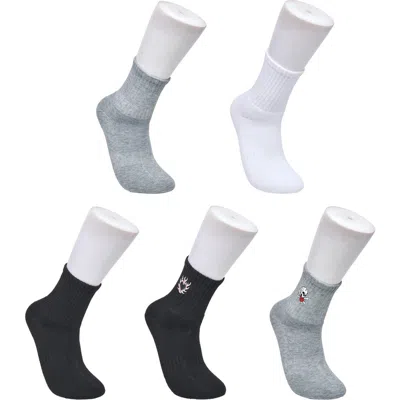 Ed Hardy Womens Heart Skull Embroidery Half Cushion Mid Crew Sock 5-pack In Multi